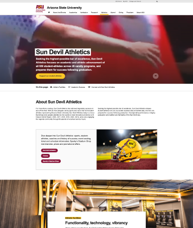 screenshot of the website featuring sun devil atheletic